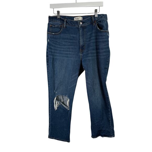 Abercrombie & Fitch Curve Love Ankle Straight Ultra High Rise Jeans Womens 32/14 - Picture 1 of 8